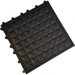Ergo Advantage - 18" Long x 18" Wide x 1" Thick, Anti-Fatigue Modular Matting Anti-Fatigue Flooring - 2 Interlocking Sides, Black, For Dry Areas - Apex Tool & Supply
