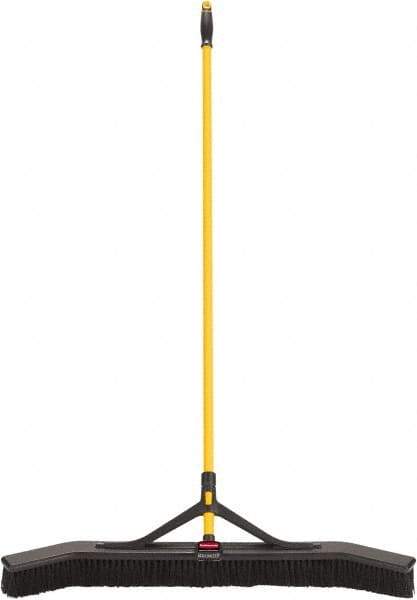 Rubbermaid - 36" Medium Duty Polypropylene Push Broom - 3" Bristle Length, Foam Block, Threaded Handle Connection, Handle Included - Apex Tool & Supply