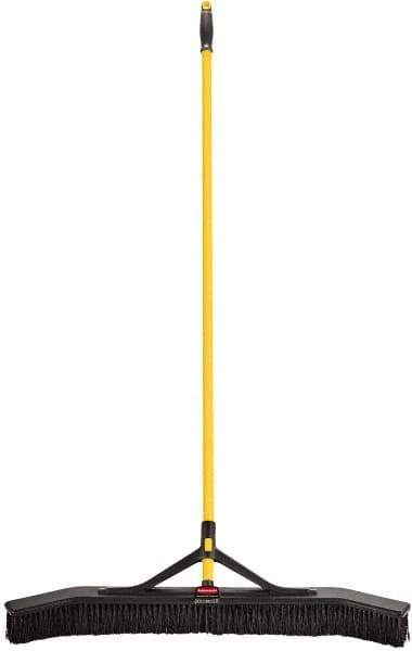 Rubbermaid - 36" Medium Duty Synthetic Push Broom - 3" Bristle Length, Foam Block, Threaded Handle Connection, Handle Included - Apex Tool & Supply