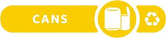 Rubbermaid - Trash Can Decal Message: Cans - English, Text on Color, Yellow, Indoor & Outdoor, Apply to Polypropylene, 2-37/64" Wide - Apex Tool & Supply