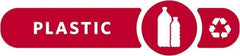 Rubbermaid - Trash Can Decal Message: Plastic - English, Text on Color, Red, Indoor & Outdoor, Apply to Polypropylene, 2-37/64" Wide - Apex Tool & Supply