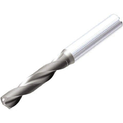 Kennametal - 11mm 138° Spiral Flute Solid Carbide Screw Machine Drill Bit - AlTiN Finish, Right Hand Cut, 55mm Flute Length, 102mm OAL, SGL Point, Straight Shank, Through Coolant - Apex Tool & Supply