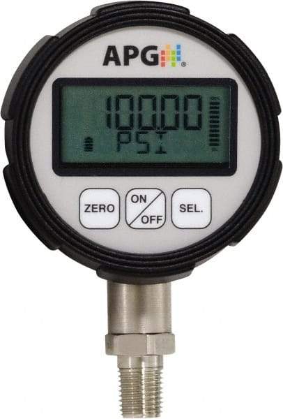 Made in USA - 3-1/4" Dial, 1/4 Thread, 0-15 Scale Range, Pressure Gauge - Bottom Connection Mount, Accurate to 0.0025% of Scale - Apex Tool & Supply