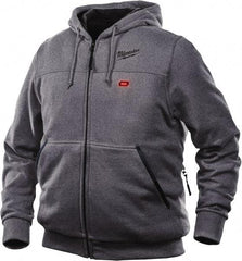 Milwaukee Tool - Size 2XL Heated Sweatshirt - Gray, Polyester, Zipper Closure, 45 to 48" Chest - Apex Tool & Supply