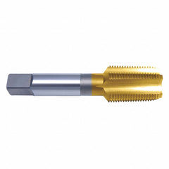 ‎1/4-18 NPTF 4 Flute HSS Medium Hook Taper CNC Extra Length Taper Pipe Tap- TiN - Exact Industrial Supply