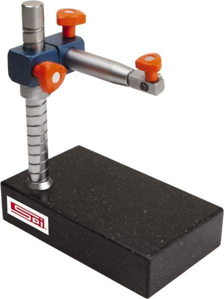 SPI - Granite, Rectangular Base, Comparator Gage Stand - 12" High, 12" Base Length x 8" Base Width x 2" Base Height, Includes Holder - Apex Tool & Supply