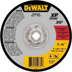 DeWALT - 6" Ceramic Cutoff Wheel - 0.045" Thick, 5/8-11 Arbor, 10,100 Max RPM, Use with Angle Grinders - Apex Tool & Supply