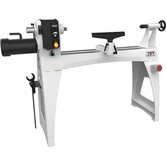 Jet - 18-1/2" Swing, 40" Distance Between Center, Woodworking Lathe - 2MT Headstock, 40 to 3,200 RPM, 4" Quill Travel - Apex Tool & Supply