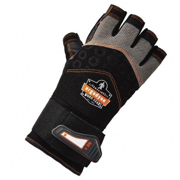 Ergodyne - Size S (7) Polyester Blend Work Gloves - Palm Coated, Hook & Loop Cuff, Half Fingered, Black, Paired - Apex Tool & Supply