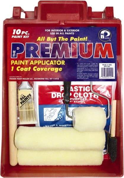 Premier Paint Roller - 1/2" Nap, Wall Paint Roller Set - 10" Wide, Steel Frame, Includes Paint Tray, Roller Cover & Frame - Apex Tool & Supply
