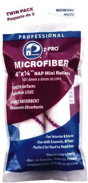 Premier Paint Roller - 1/4" Nap, 4" Wide Paint Mini Roller Covers - Smooth Texture, Microfiber - Apex Tool & Supply