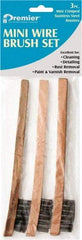Premier Paint Roller - 3 Piece Stainless Steel Surface Preparation Wire Brush - 1/2" Bristle Length, 1/2" Wide, 8" OAL, Wood Block, Straight Wood Handle - Apex Tool & Supply
