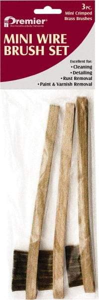 Premier Paint Roller - 3 Piece Brass Surface Preparation Wire Brush - 1/2" Bristle Length, 1/2" Wide, 8" OAL, Wood Block, Straight Wood Handle - Apex Tool & Supply