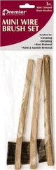 Premier Paint Roller - 3 Piece Brass Surface Preparation Wire Brush - 1/2" Bristle Length, 1/2" Wide, 8" OAL, Wood Block, Straight Wood Handle - Apex Tool & Supply