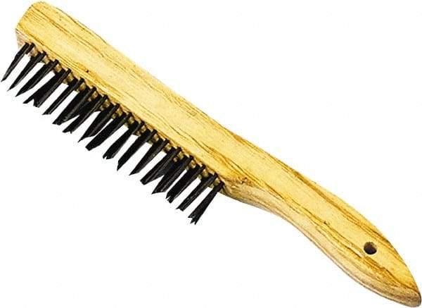 Premier Paint Roller - Steel Surface Preparation Wire Brush - 1" Bristle Length, 1" Wide, 10-1/2" OAL, Wood Block, Tapered Wood Handle - Apex Tool & Supply