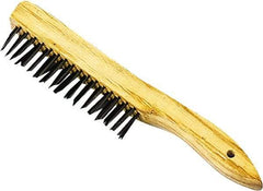 Premier Paint Roller - Steel Surface Preparation Wire Brush - 1" Bristle Length, 1" Wide, 10-1/2" OAL, Wood Block, Tapered Wood Handle - Apex Tool & Supply