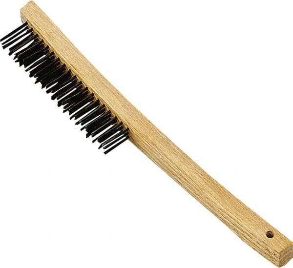 Premier Paint Roller - Steel Surface Preparation Wire Brush - 1" Bristle Length, 1" Wide, 14" OAL, Wood Block, Long Wood Handle - Apex Tool & Supply