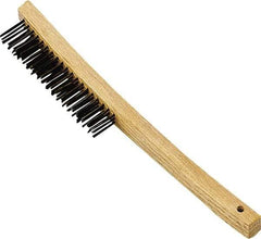 Premier Paint Roller - Steel Surface Preparation Wire Brush - 1" Bristle Length, 1" Wide, 14" OAL, Wood Block, Long Wood Handle - Apex Tool & Supply