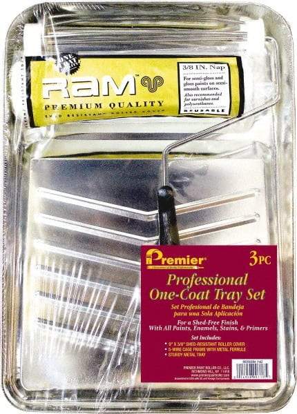 Premier Paint Roller - 14" Long, 3/8" Nap, Wall Paint Roller Set - 9" Wide, Steel Frame, Includes Paint Tray, Roller Cover & Frame - Apex Tool & Supply