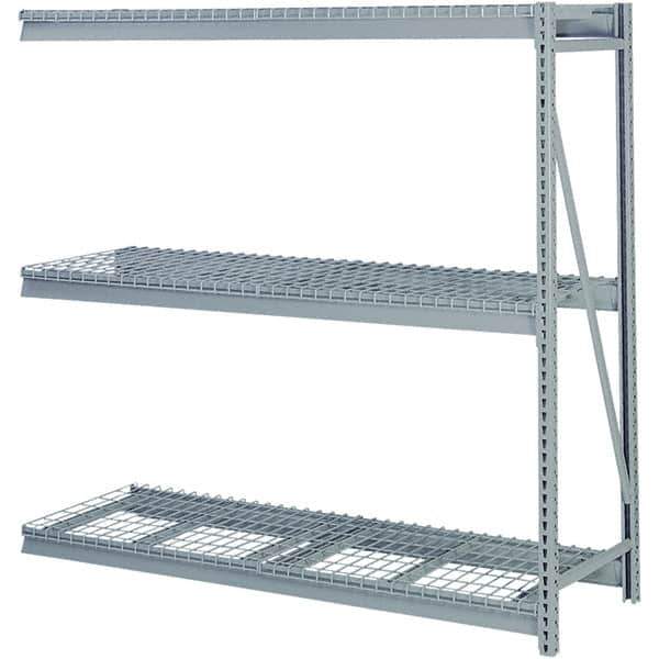 Lyon - 4 Shelf Add-On Waterfall Wire Steel Shelving - 10,000 Lb Capacity, 72" Wide x 96" High x 24" Deep, Dove Gray - Apex Tool & Supply