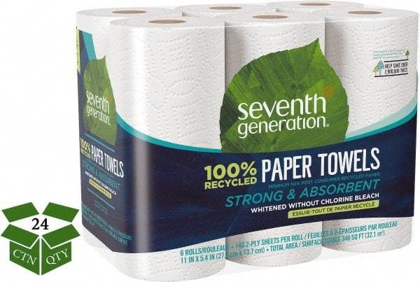 Seventh Generation - Perforated Roll of 2 Ply White Paper Towels - 11" Wide, No Added Dyes or Fragrances, 100% Recycled - Apex Tool & Supply