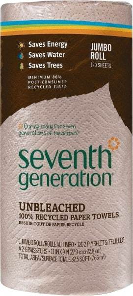 Seventh Generation - Perforated Roll of 2 Ply Brown Paper Towels - 11" Wide, Unbleached, 100% Recycled - Apex Tool & Supply