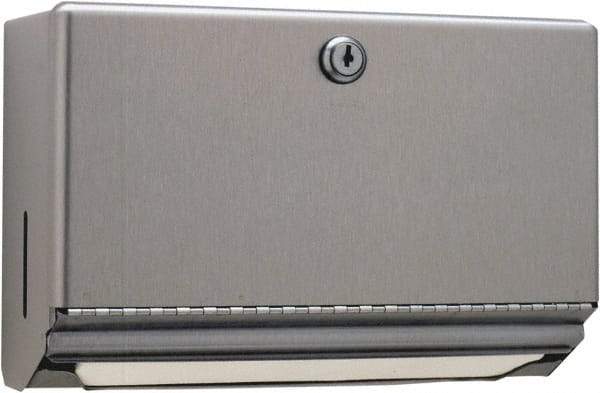 Bobrick - Manual, Stainless Steel Paper Towel Dispenser - 7.06" High x 10-3/4" Wide x 4" Deep, 200 C-Fold or 275 Multi-Fold, Silver - Apex Tool & Supply