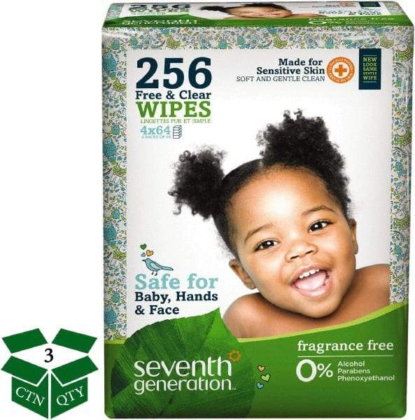 Seventh Generation - Pre-Moistened Baby Wipes - Refill, 7" x 7" Sheet Size, White - Apex Tool & Supply