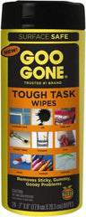 Goo Gone - Pre-Moistened General Purpose Wipes - Canister, 7" x 8" Sheet Size, White - Apex Tool & Supply