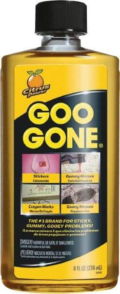 Goo Gone - 8 oz Bottle Adhesive Remover - Removes Adhesives, Gum, Tar, Crayon, Scuff Marks, Wax, Sap - Apex Tool & Supply