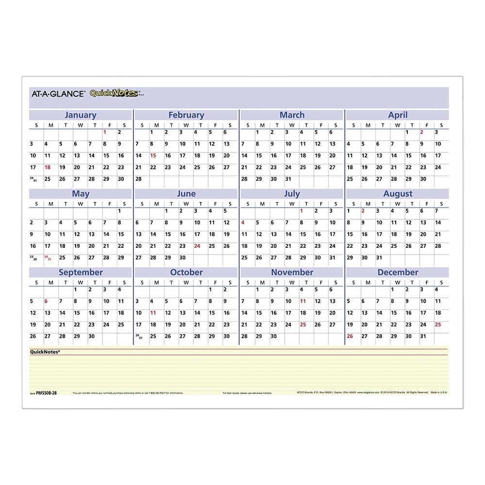 AT-A-GLANCE - Note Pads, Writing Pads & Notebooks Writing Pads & Notebook Type: Wall Calendar Size: 16 x 12 - Apex Tool & Supply