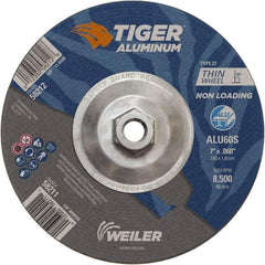 Weiler - 7" 60 Grit Aluminum Oxide/Silicon Carbide Blend Cutoff Wheel - 0.06" Thick, 5/8-11 Arbor, 8,500 Max RPM, Use with Angle Grinders - Apex Tool & Supply