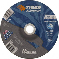Weiler - 7" 60 Grit Aluminum Oxide/Silicon Carbide Blend Cutoff Wheel - 0.06" Thick, 7/8" Arbor, 8,500 Max RPM, Use with Angle Grinders - Apex Tool & Supply