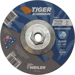 Weiler - 6" 60 Grit Aluminum Oxide/Silicon Carbide Blend Cutoff Wheel - 0.045" Thick, 5/8-11 Arbor, 10,200 Max RPM, Use with Angle Grinders - Apex Tool & Supply