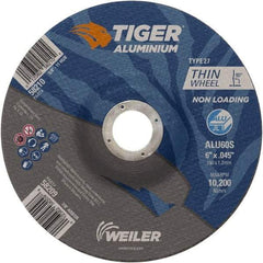 Weiler - 6" 60 Grit Aluminum Oxide/Silicon Carbide Blend Cutoff Wheel - 0.045" Thick, 7/8" Arbor, 10,200 Max RPM, Use with Angle Grinders - Apex Tool & Supply