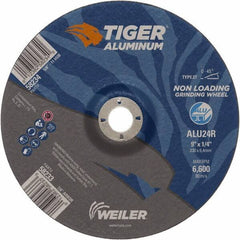 Weiler - 9" 24 Grit Aluminum Oxide/Silicon Carbide Blend Cutoff Wheel - 1/4" Thick, 7/8" Arbor, 6,600 Max RPM, Use with Angle Grinders - Apex Tool & Supply