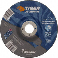 Weiler - 6" 24 Grit Aluminum Oxide/Silicon Carbide Blend Cutoff Wheel - 1/4" Thick, 7/8" Arbor, 10,200 Max RPM, Use with Angle Grinders - Apex Tool & Supply