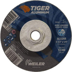 Weiler - 4-1/2" 24 Grit Aluminum Oxide/Silicon Carbide Blend Cutoff Wheel - 1/4" Thick, 5/8-11 Arbor, 13,300 Max RPM, Use with Angle Grinders - Apex Tool & Supply