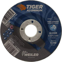 Weiler - 4-1/2" 24 Grit Aluminum Oxide/Silicon Carbide Blend Cutoff Wheel - 1/4" Thick, 7/8" Arbor, 13,300 Max RPM, Use with Angle Grinders - Apex Tool & Supply