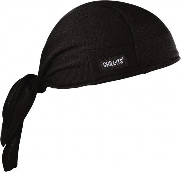 Ergodyne - Size Universal, Cooling Tie Hat - Black Solid Pattern, Polyester - Apex Tool & Supply