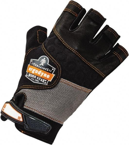 Ergodyne - Size 2XL (11) Polyester Blend Work Gloves - Palm Coated, Hook & Loop Cuff, Half Fingered, Black, Paired - Apex Tool & Supply