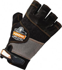 Ergodyne - Size 2XL (11) Polyester Blend Work Gloves - Palm Coated, Hook & Loop Cuff, Half Fingered, Black, Paired - Apex Tool & Supply
