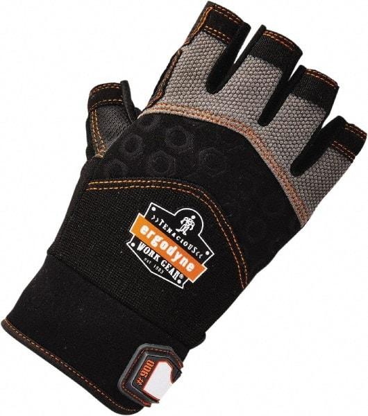 Ergodyne - Size 2XL (11) Polyester Blend Work Gloves - Palm Coated, Hook & Loop Cuff, Half Fingered, Black, Paired - Apex Tool & Supply