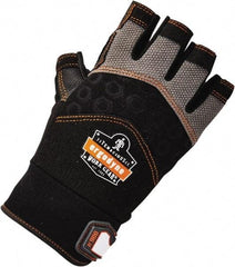 Ergodyne - Size 2XL (11) Polyester Blend Work Gloves - Palm Coated, Hook & Loop Cuff, Half Fingered, Black, Paired - Apex Tool & Supply