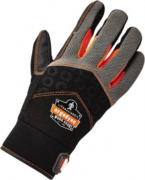 Ergodyne - Size S (7) Polyester Blend Work Gloves - Palm & Fingers Coated, Hook & Loop Cuff, Full Fingered, Black, Paired - Apex Tool & Supply