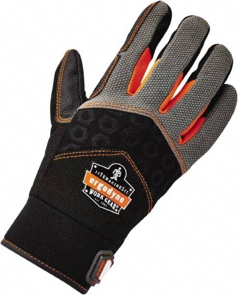Ergodyne - Size 2XL (11) Polyester Blend Work Gloves - Palm & Fingers Coated, Hook & Loop Cuff, Full Fingered, Black, Paired - Apex Tool & Supply