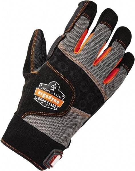 Ergodyne - Size XL (10) Polyester Blend Work Gloves - Palm & Fingers Coated, Hook & Loop Cuff, Full Fingered, Black, Paired - Apex Tool & Supply