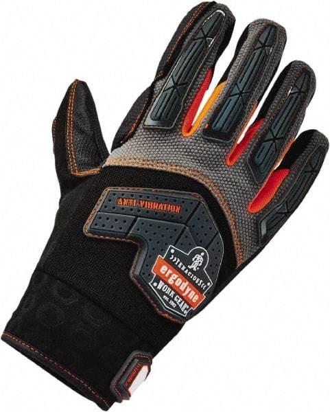 Ergodyne - Size M (8) Polyester Blend Work Gloves - Palm & Fingers Coated, Hook & Loop Cuff, Full Fingered, Black, Paired - Apex Tool & Supply
