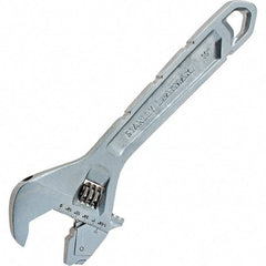 Stanley - 1-1/4" Jaw Capacity, 10" Ratcheting Adjustable Wrench - Steel, Chrome Finish, 10" OAL - Apex Tool & Supply