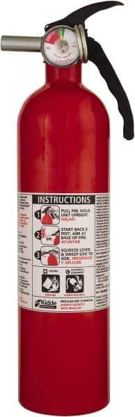 Kidde - 2.9 Lb, 10-B:C Rated, Dry Chemical Fire Extinguisher - 3-1/4" Diam x 13-3/4" High, 100 psi, 12' Discharge in 12 sec, Seamless Aluminum Cylinder - Apex Tool & Supply